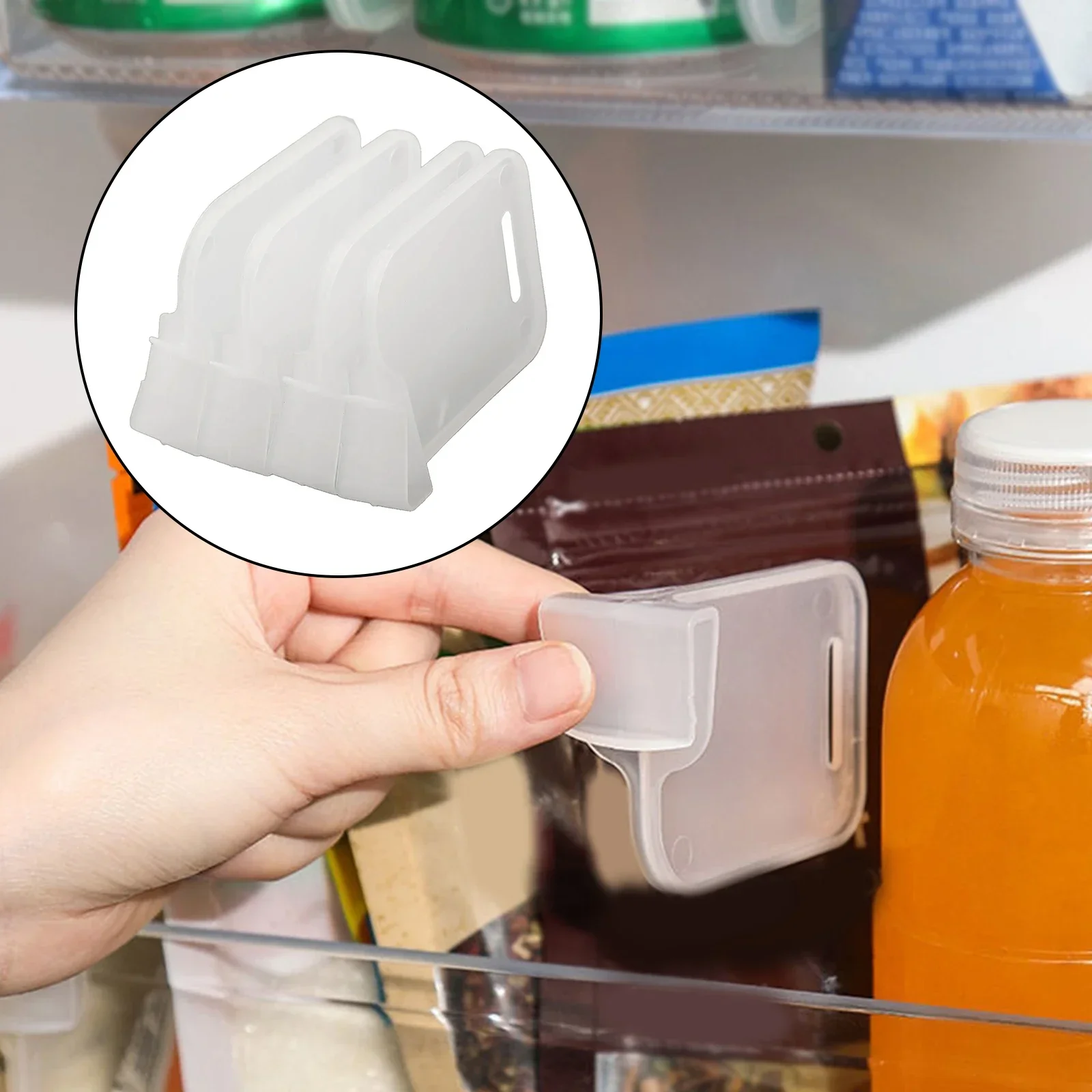 4pcs Refrigerator Storage Partition Board Retractable Plastic Divider Partition Board Kitchen Bottle Can Rack Shelf Organizer