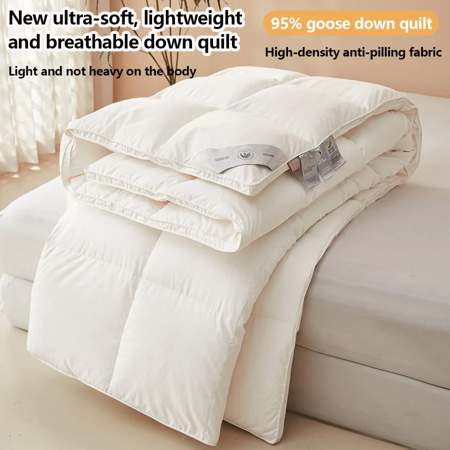 100% White Goose Down Duvet Winter Thickening And Warming Quilt , Lightweight And Breathable Warm Durable King Queen Full Size