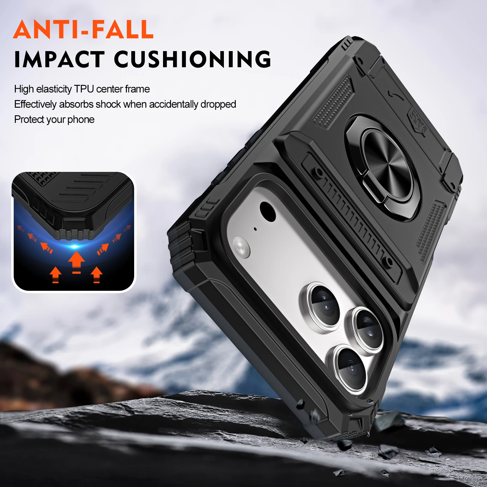 

Camera Lens Protect Shockproof Case For iPhone 17 Pro Max 16 15 14 13 12 11 Luxury Kickstand PC+TPU Hard Back Cover Skins Shell