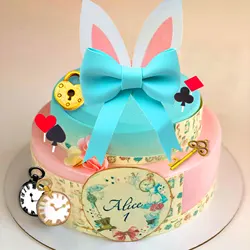 LaVenty Alice in Wonderland Cake Decoration Party Supplies Favors Bunny Birthday Cake Decoration Baby Shower Decoration