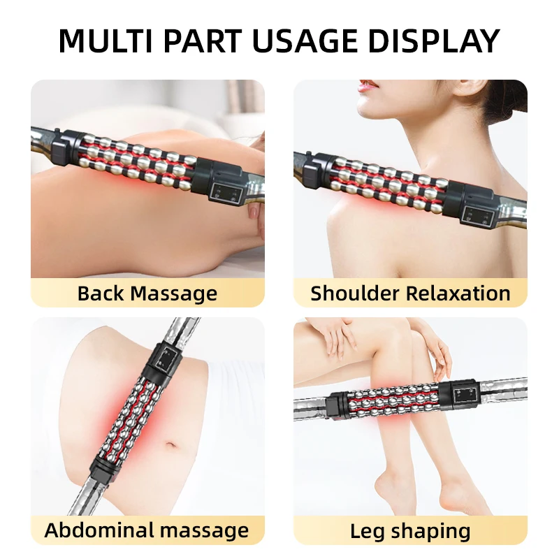 360 Rotating Electric Red Light Heated Massage Roller For Whole Body Relaxing Anti Cellulite Relieve Fatigue Beauty Salon Use