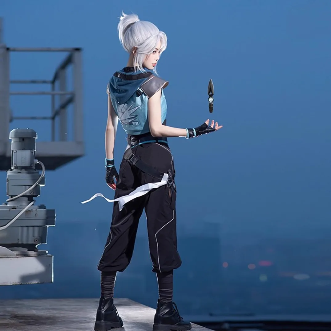 

Jett Cosplay Costume Shoes Leather Coat Vest Pants Game Valorant Outfit