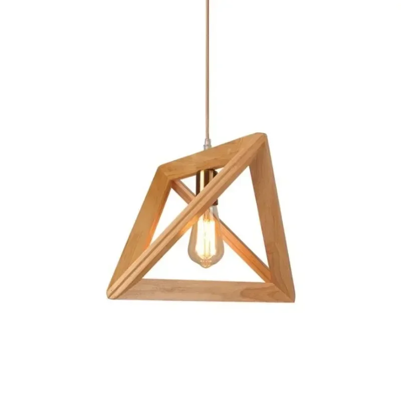 Nordic appropriate restaurant solid wood geometric chandelier coffee wood frame reception wooden triangle Chandelier