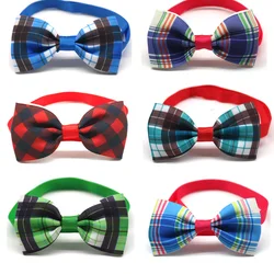 50/100pcs Plaid style Pet Dog Cat Bowties Dog Ties Bow Tie Grid  Pet Dog Neck Accessories Dog Wedding Holiday Grooming products