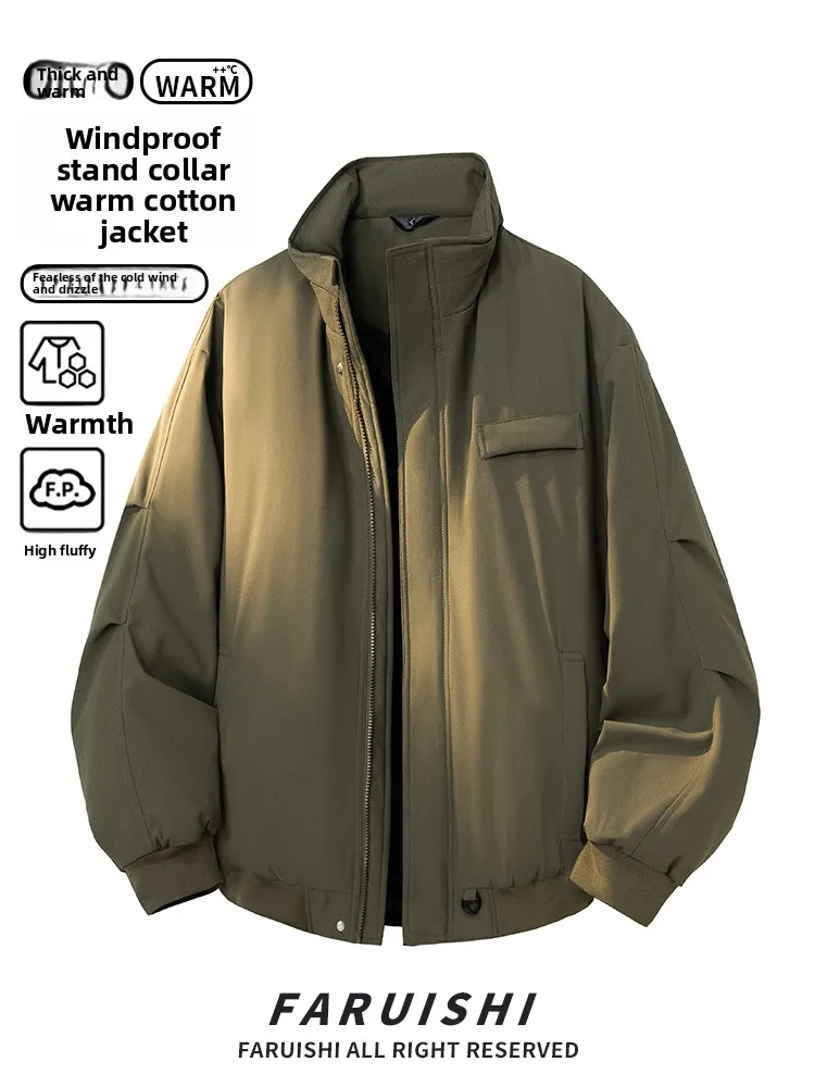 

Мужская рабочая куртка в американском стиле с воротником-стойкой, хлопковая, утепленная, стеганая, зимняя, ветрозащитная, с длинными рукавами, на молнии