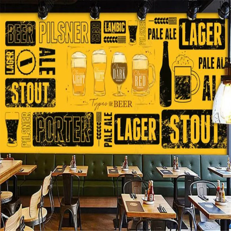 

Custom hand-painted beer theme wall paper bar KTV restaurant industrial decor mural self-adhesive wallpaper Papel De Parede 3D