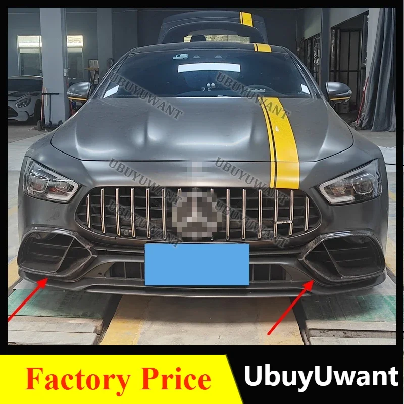 For Benz GT (4-Doors) GT43 GT50 53 (Not For 4 Matic+) Car Carbon Fiber Front Bumper Side Splitter Spoiler Trim Fog Light Canard