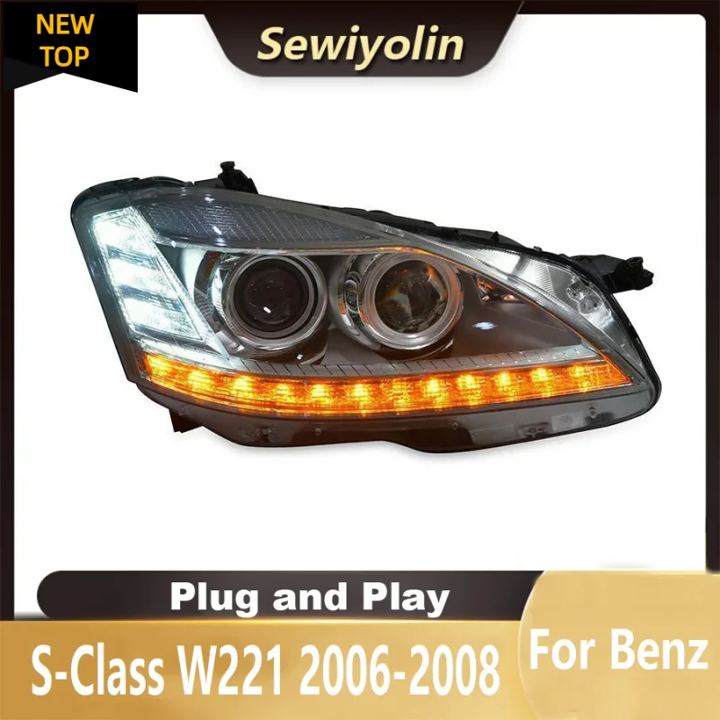 

For Mercedes-Benz 2006-2008 S-Class W221 Car Auto Parts Headlight Assembly LED Lights Lamp DRL Signal Plug And Play Daytime Run