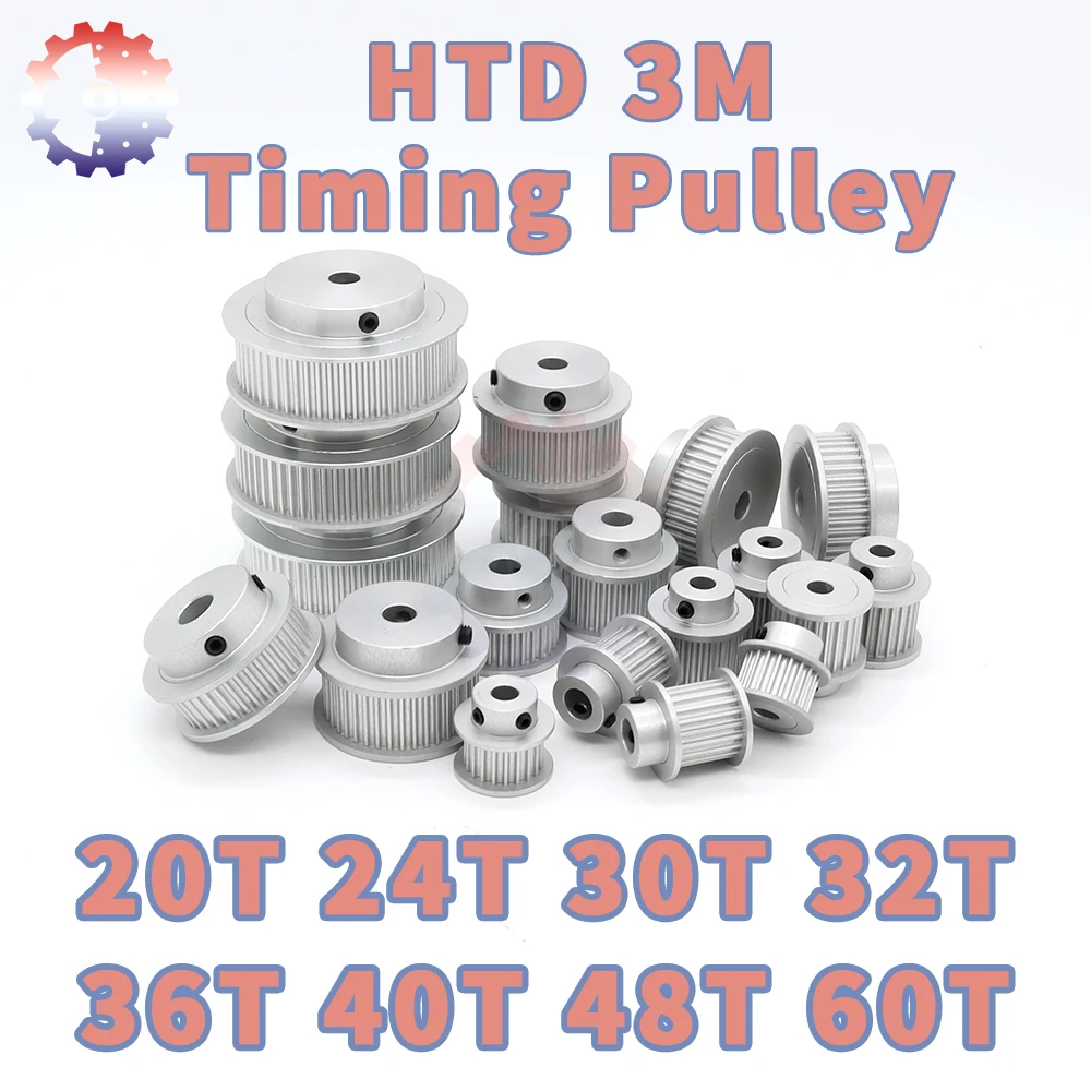 HTD3M Timing Pulley 20T 24T 30T 32T 40T 48T 60T 3M Pulleys 20Teeth 30Teeth 40Teeth 60Teeth Belt Pulley HTD 3M Synchronous Wheel