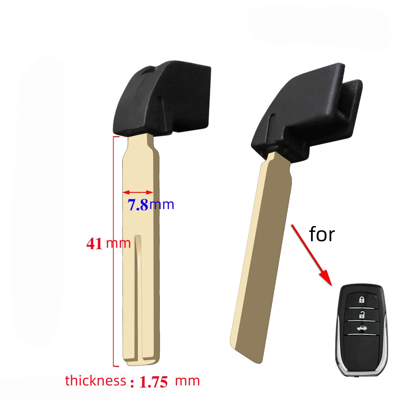 10pcs/lot Replacement Uncut Emergency Insert Small Smart Key Blade for Toyota Alphard Vellfire with Longer Blade