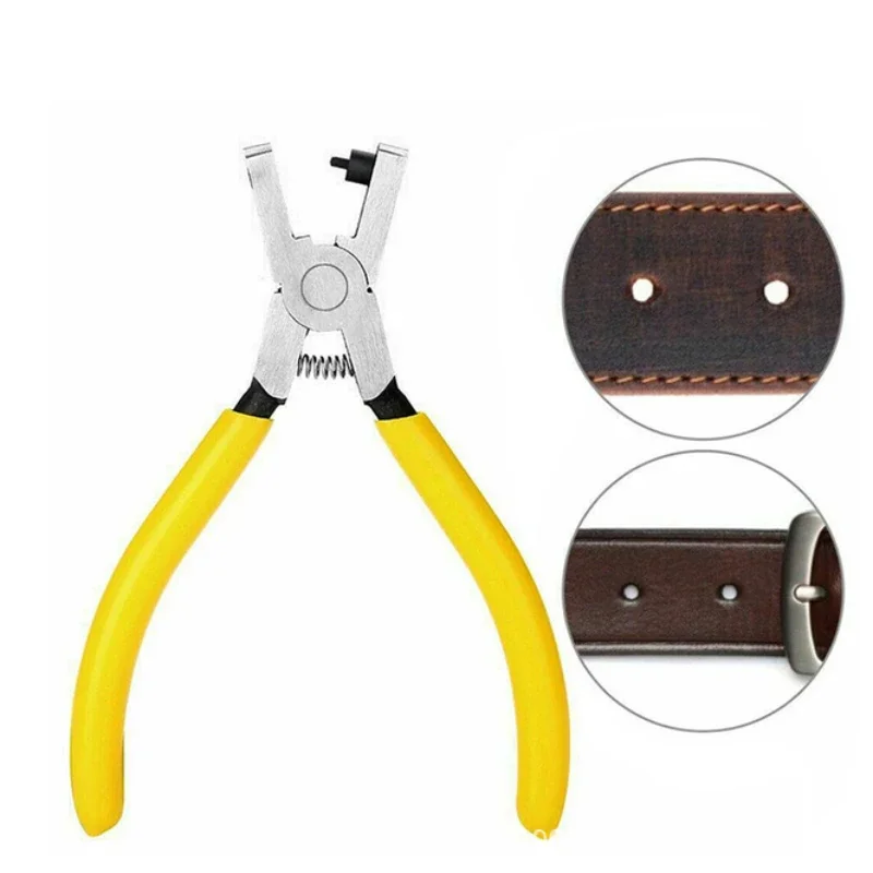 1Pc Yellow Watch Band Hole Punch Pliers Good Rebound Spring Loaded Easy Operate Leather Puncher for Watch Strap DIY Craft Repair
