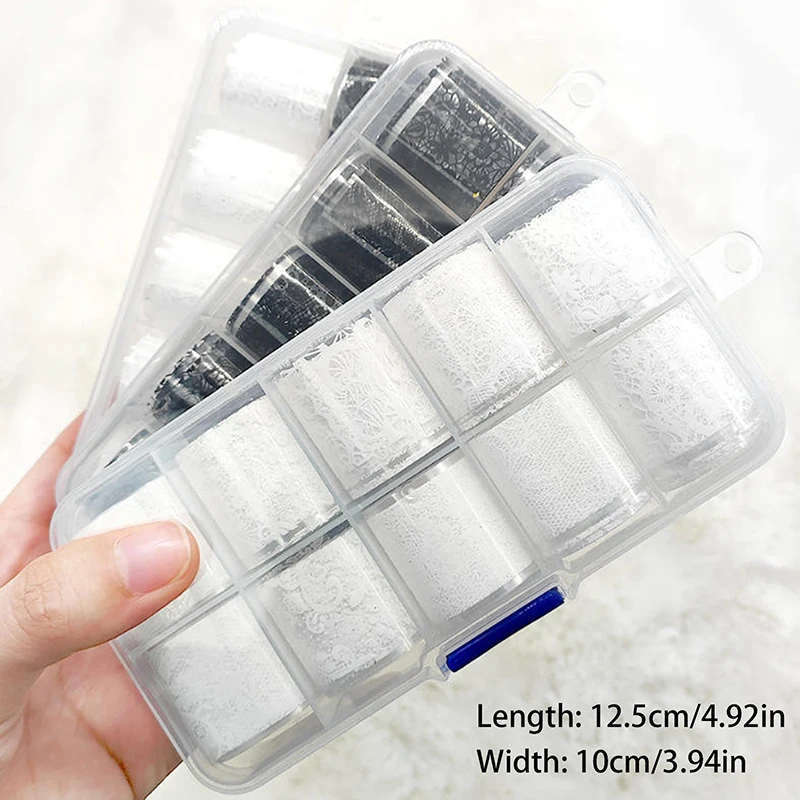 1/10 Transfer Foil Fantasy Retro Floral Starry Sky Paper Sticker Manicure Accessories Roll Elegant Black White Lace Flower Nail