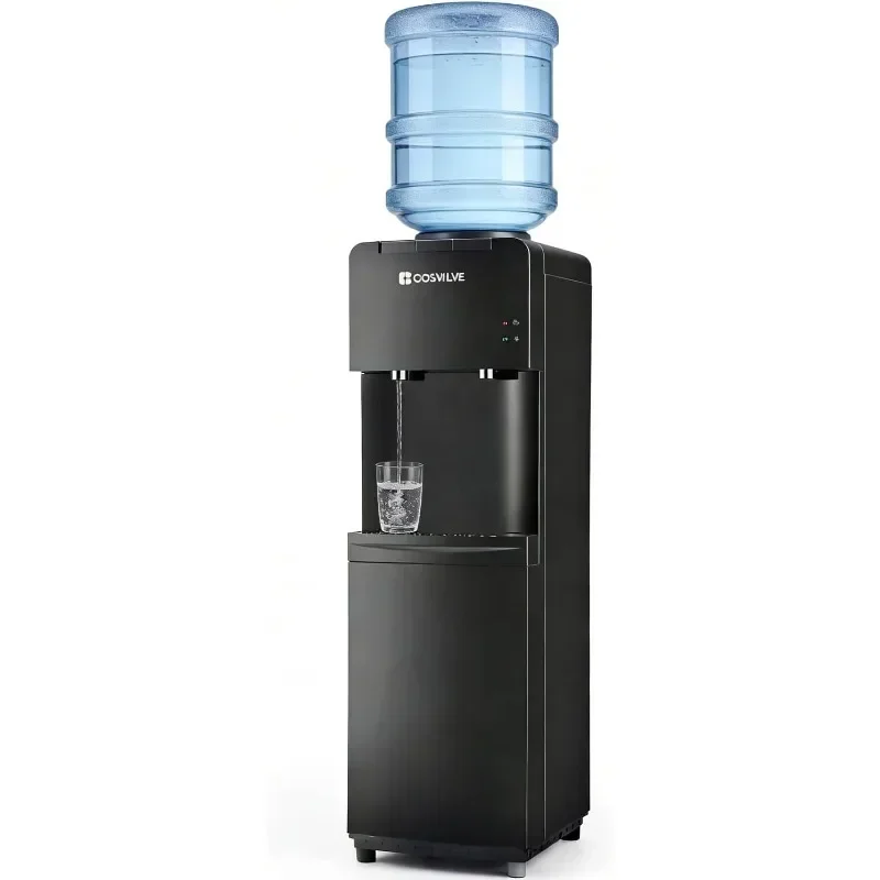 Top Loading Water Dispenser for 3 or 5 Gallon Bottles, Hot & Cold Water Cooler Dispenser with Child Safety Lock, Freestanding Wa