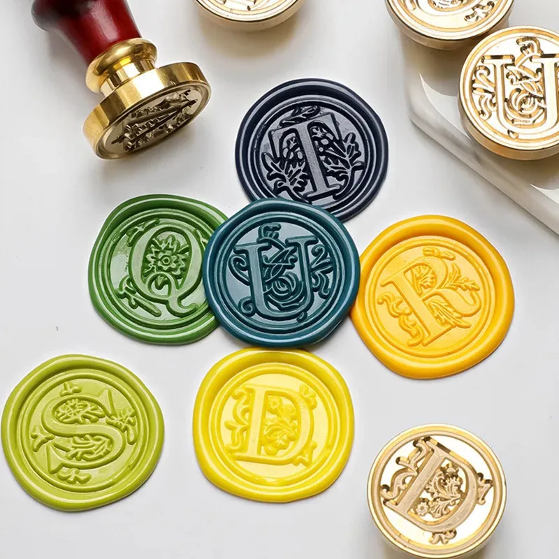 1set 26 Letter A-Z Wax Seal Stamp with wooden handle, Wax Seal Paint Copper Head for Envelope Gift Invitation Card Sticker