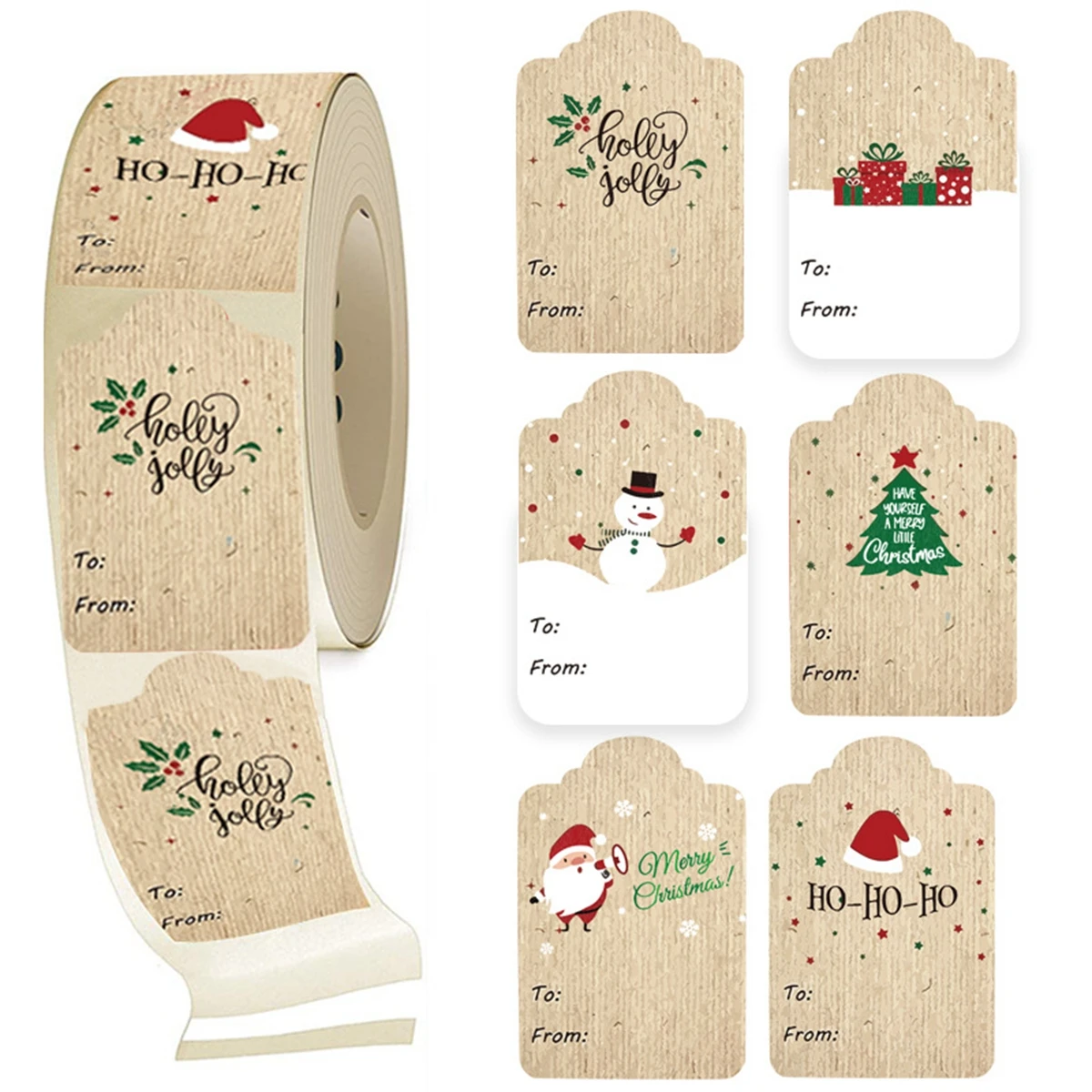 300 Pcs/roll 5*7.5cm Merry Christmas Decorative Stickers for Presents Wrapping Christmas Gift Name Tag Stickers Snowman Label
