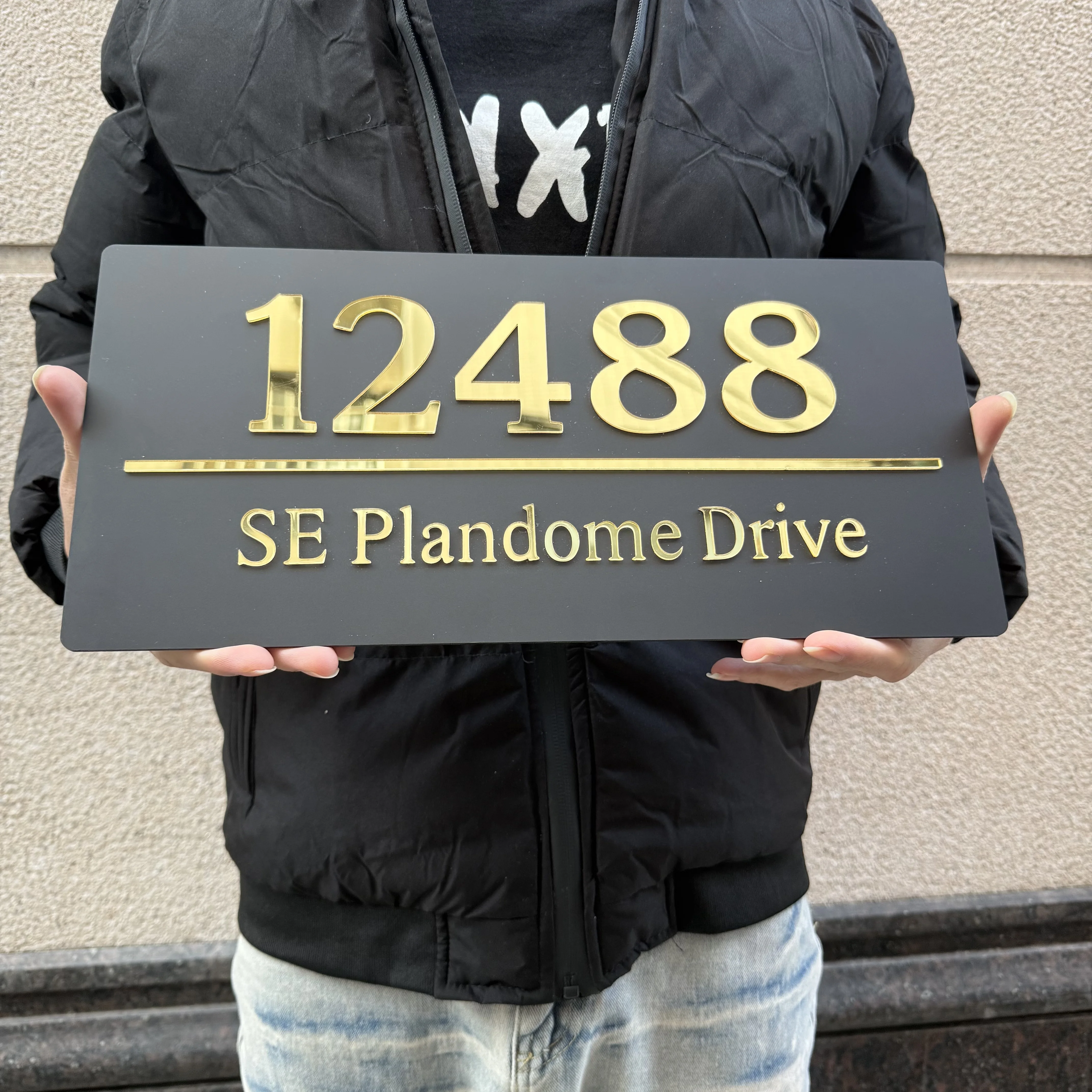 Customized Sign Outdoor House Numbers Plate Personalized House Number Plaque Modern Acrylic Laser Cut 3D Home Number