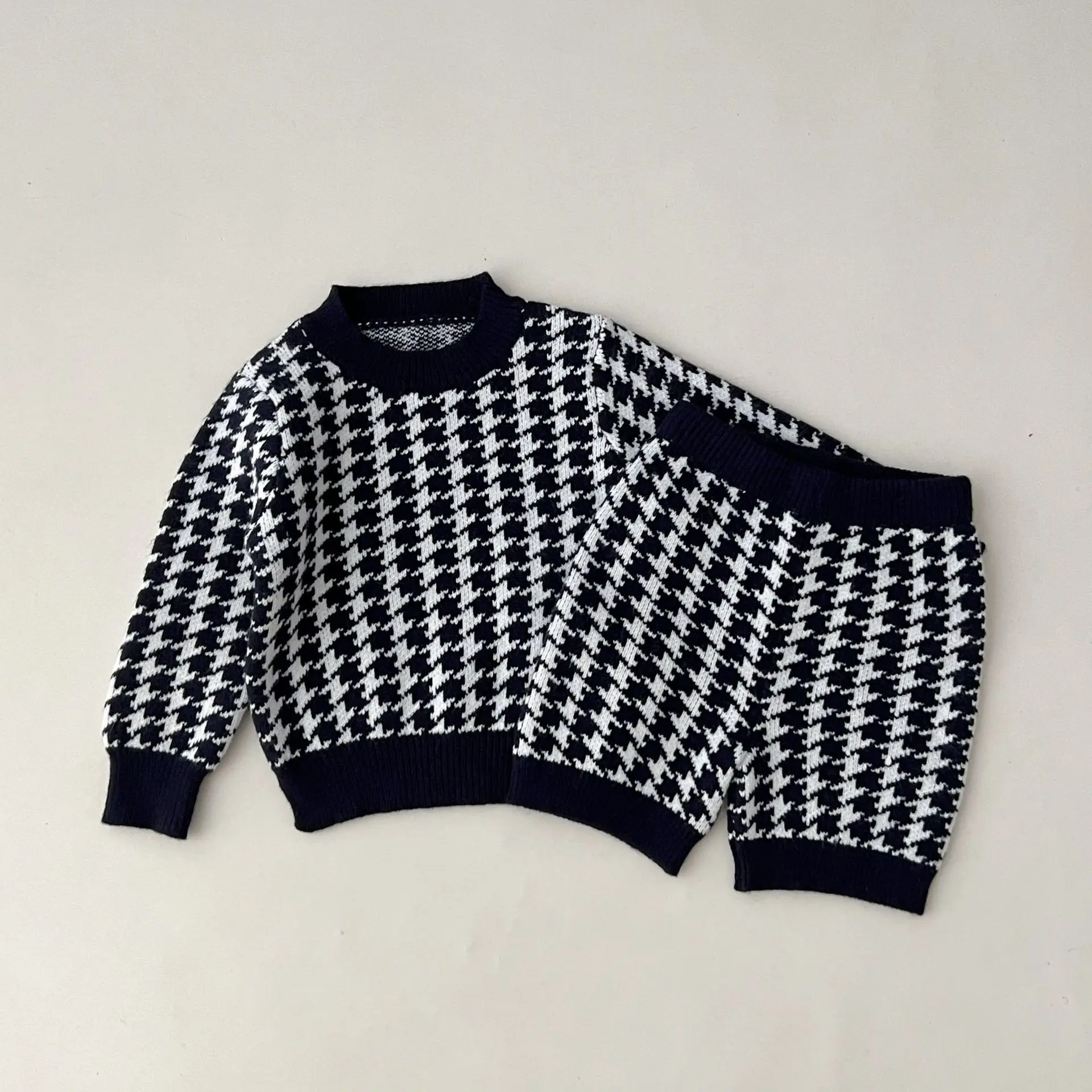 

Knitted Sweater Set Infant Kids Pullover Knitwear Tops Boy Casual Tees And Soft Shorts Boys Boutique Clothes Girl Baby Soft Suit