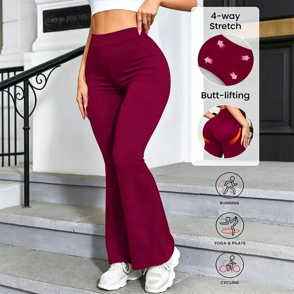 Women's High-Waisted Flared Yoga Leggings, Basic Style High Stretch Bootcut Workout Pants,Women's Trousers,Plus Size Leggings