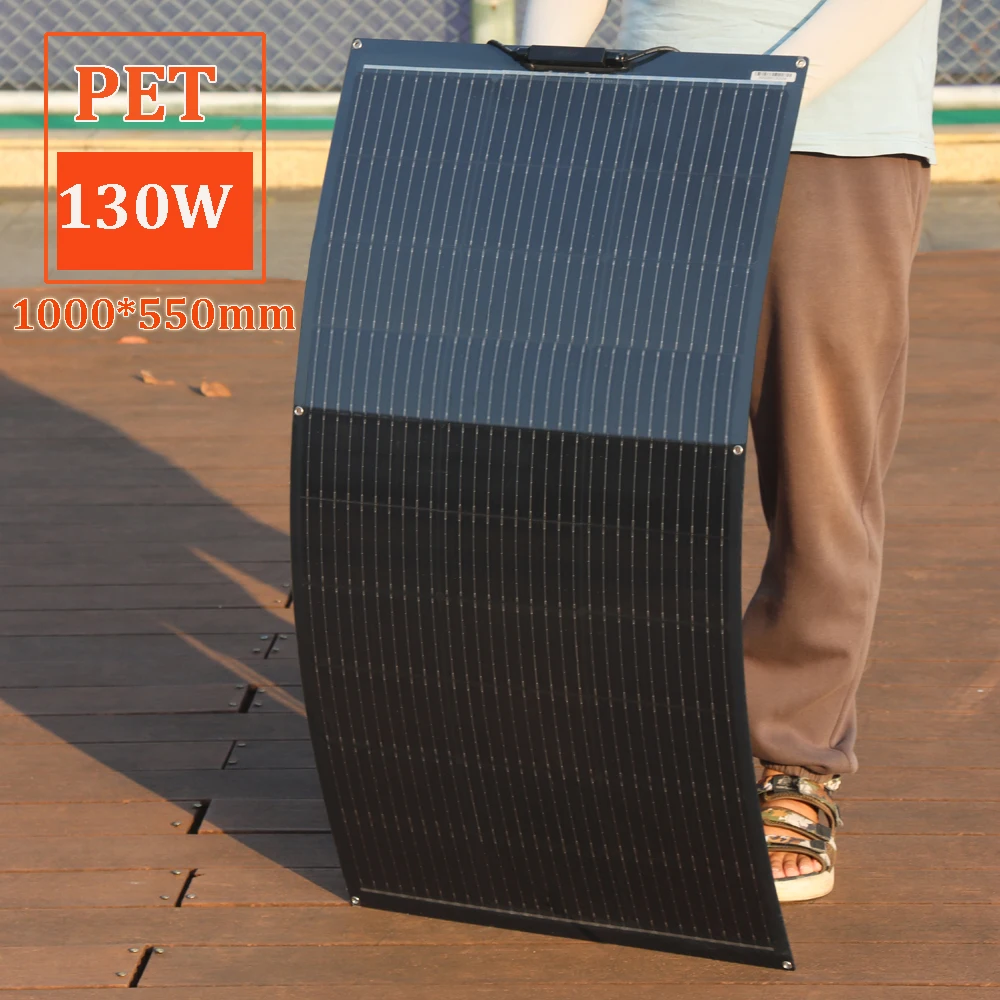 PET ETFE لوحة طاقة شمسية مرنة 150 واط 130 واط 100 واط 95 واط 12 فولت شاحن بطارية لوحة كهروضوئية للتخييم RV قارب شرفة المنزل السفر