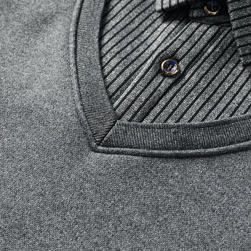 팝 남성용 양털 안감 스웨터 폴로 칼라 풀오버 탑 가짜 투피스 패션 비즈니스 인과 풀오버 두꺼운 겨울 의류