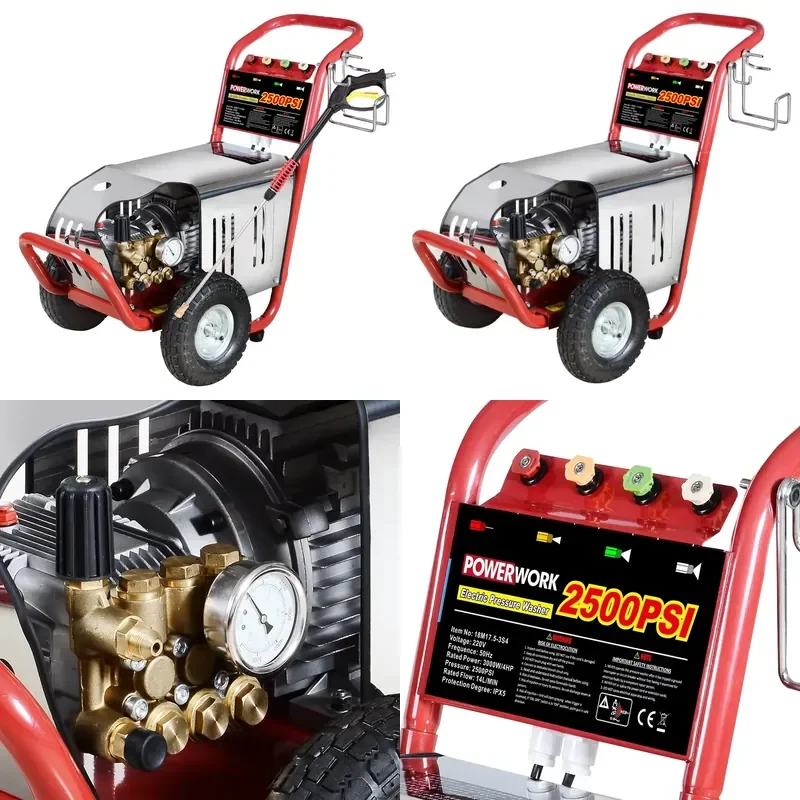 

【CHIMU HOME】 POWERWORK for 3200PSI 5500W Electric Industrial High Pressure Washer CE Certified Cold Water Cleaner for Car