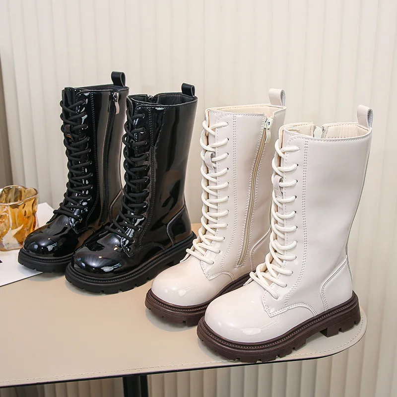 

2025 зимние новые детские ботинки в британском стиле, простые зимние ботинки для девочек с мягкой подошвой, удобные нескользящие детские длинные ботинки Zapatos De Mujer