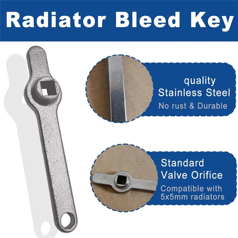 Ultra The Ultimate Radiator Key, Premium Stainless Steel Plumbing Tools, Air Outlet Handle Bleed Valve Spanner,Save Costs