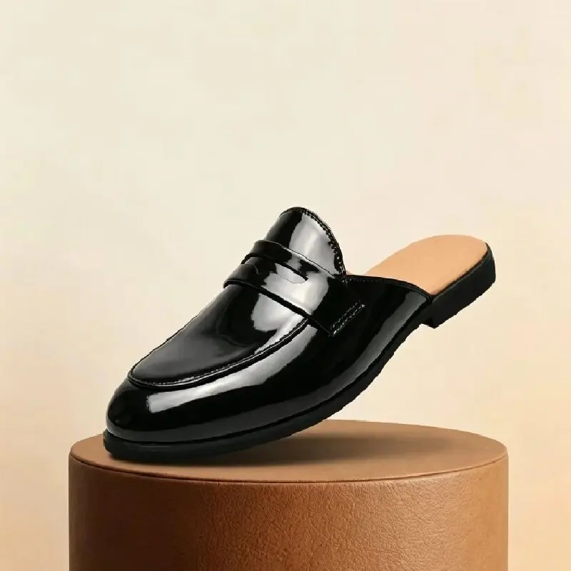 Men Fashionable Slippers Men Casual Comfortable High-end Semi Leather Shoes for Indoor  Outdoor Slippers Men Sizes 38-46