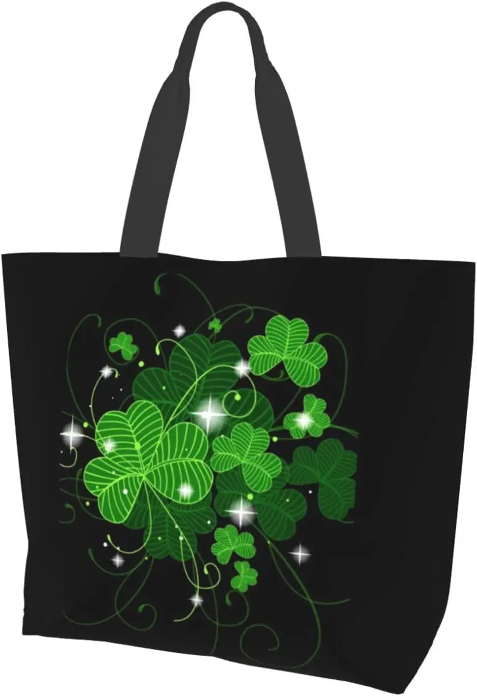 

Fashion Green St Patrick Tote Shoulder Bag Clover Grocery Bags Storage Handle Shopping Bag Portable Bag Holiday 40x50cm