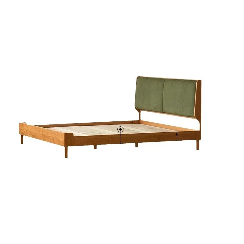 

Solid wood soft bag bed, cherry wood Japanese furniture 1.5 single bed 1.8 meters master double retro bed