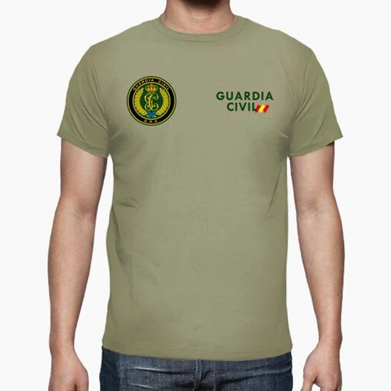 España Guardia Civil GRS Insignia Camiseta. 100% Algodón De Alta Calidad, Cuello Redondo, Casual Top