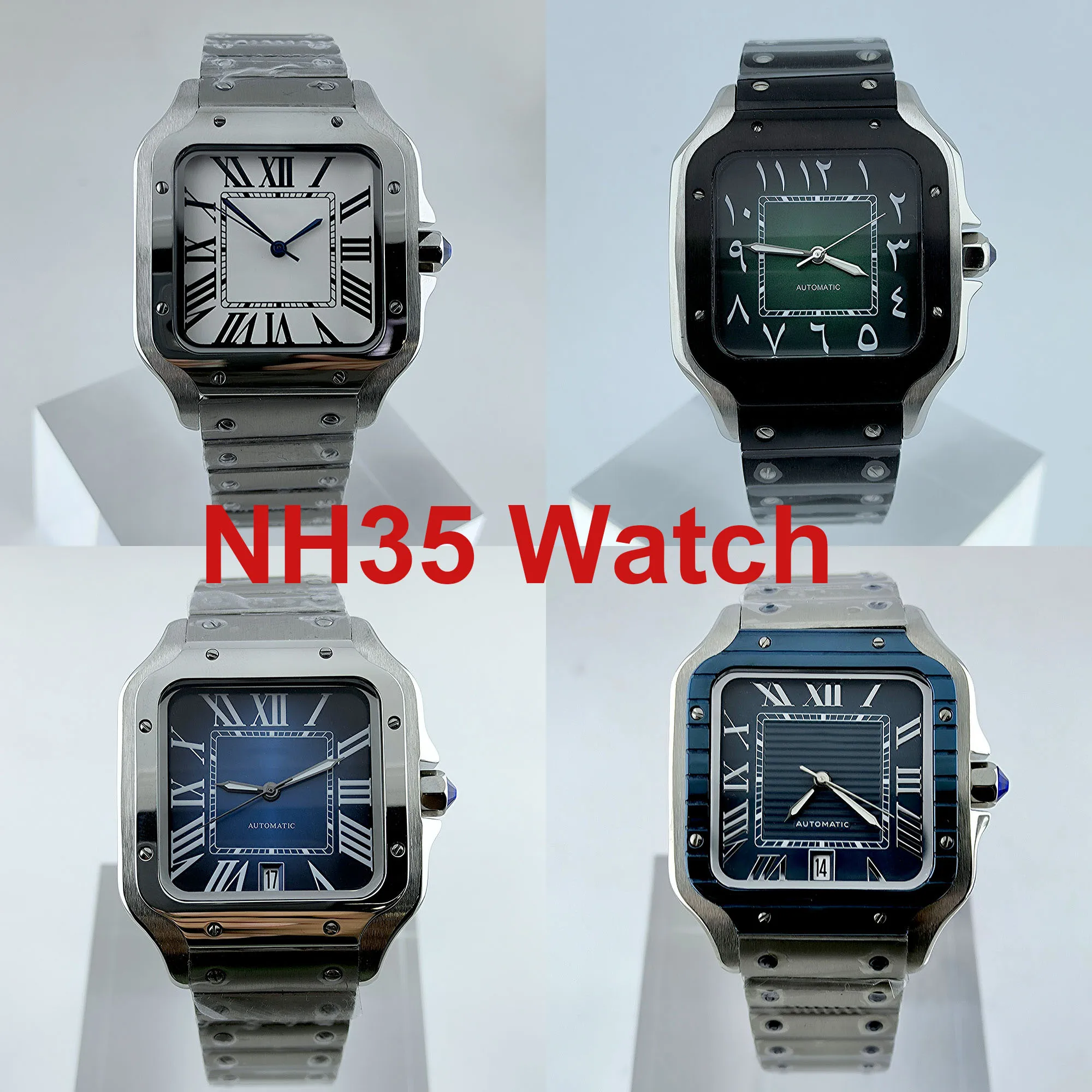 

NH35 Watch NH35 dial Square Dial Roma Dial Watch Case Folding Buckle Square Case fit NH35 NH36 movement Watch accessories