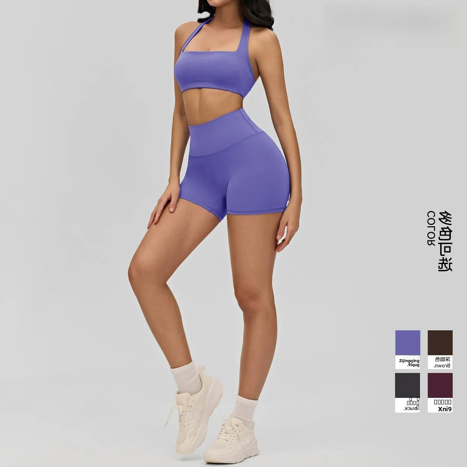 

High Waist Fitn Sports Set Women's Removable Yoga Chest Pad orts Pants Gym Sport Tee-piece Winter Casual Wear