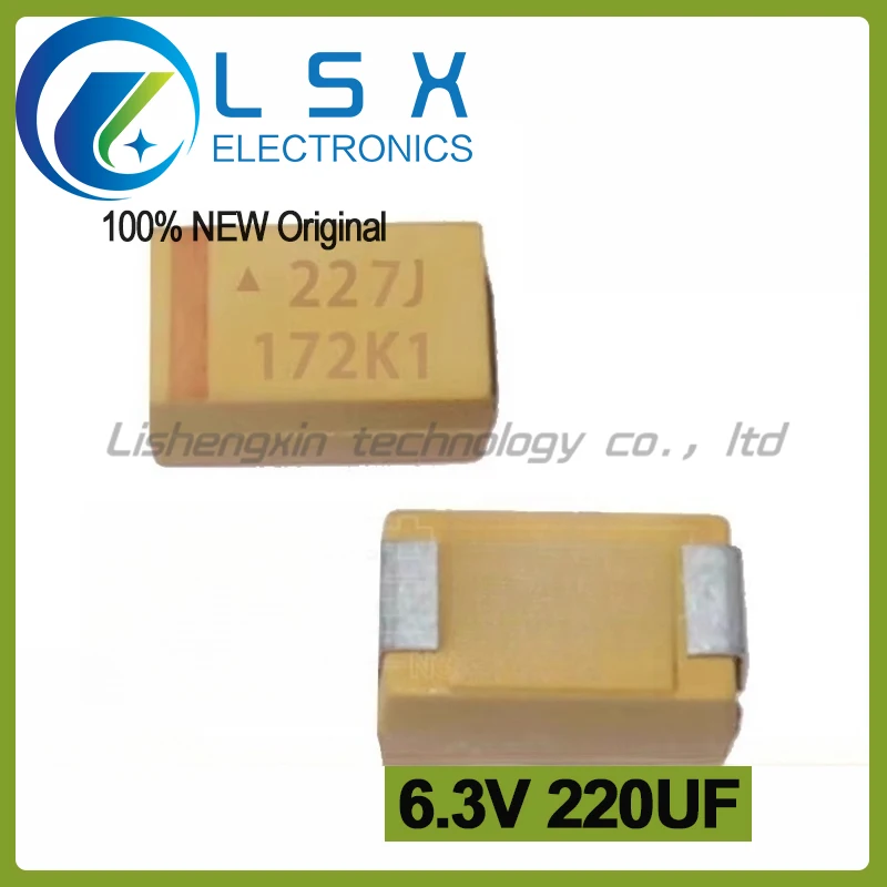10-50pcs 227J 6.3V220UF B type 3528 1210 220UF/6.3V yellow Chip tantalum capacitor