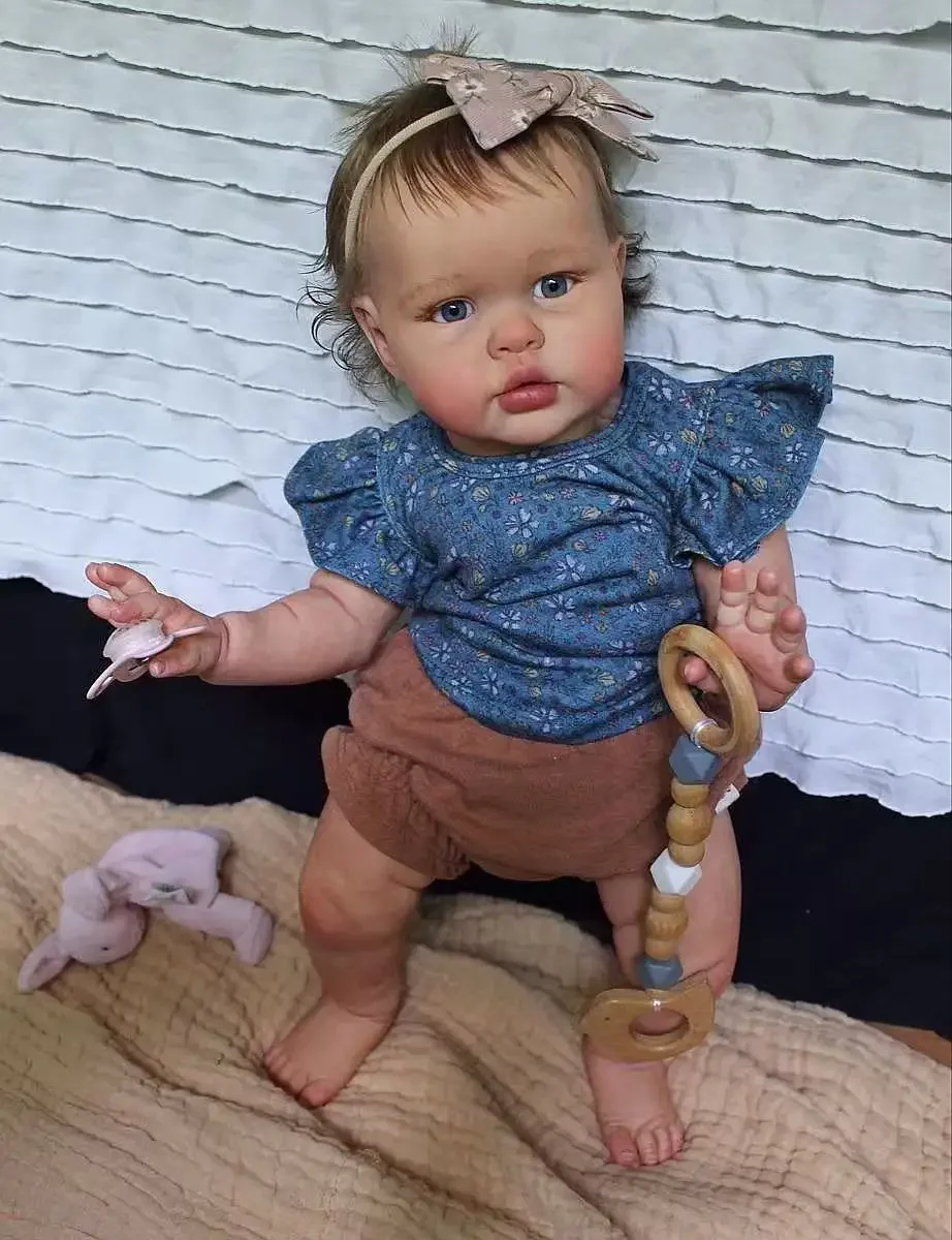 SINO-BB dostosowana ograniczona dostawa 22-calowe odrodzone dziecko Ellie ręcznie ukorzenione włosy już gotowa lalka z inną sukienką