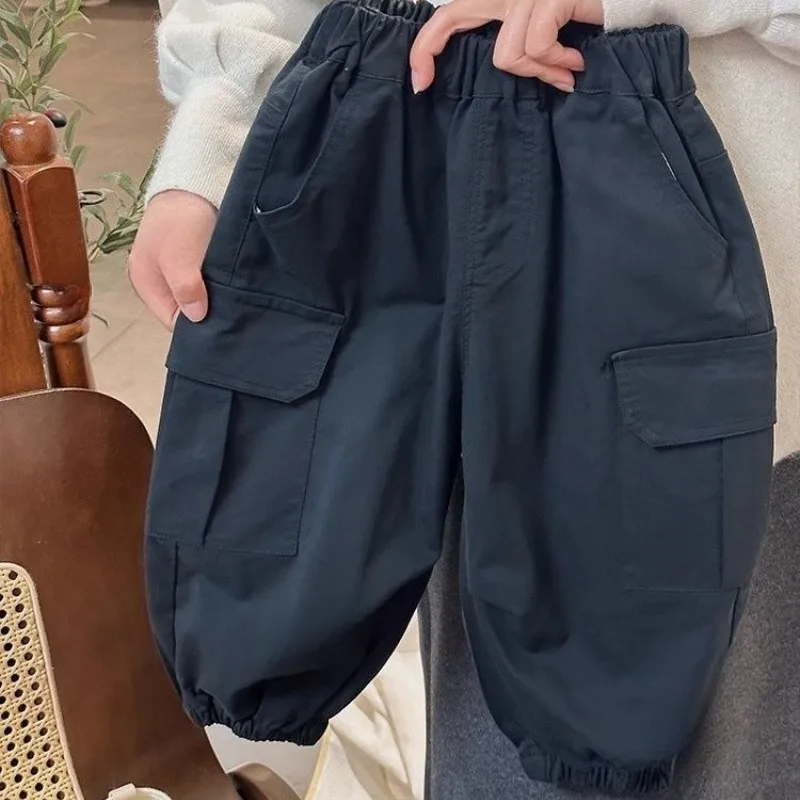 Boys' Spring and Autumn Pants 2025 Children's Cargo Pants Pocket Casual Trousers