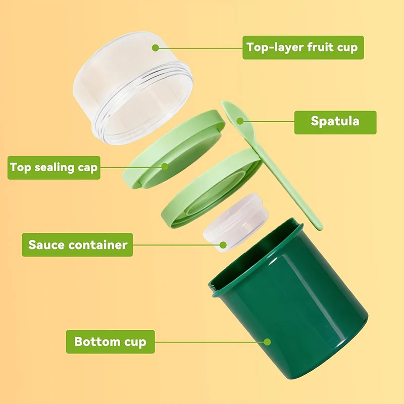 Portable Double Layer Overnight Oats Cup Leakproof Sealed Salad Breakfast Cup with Tableware Food Yogurt Container for Outdoor view 5
