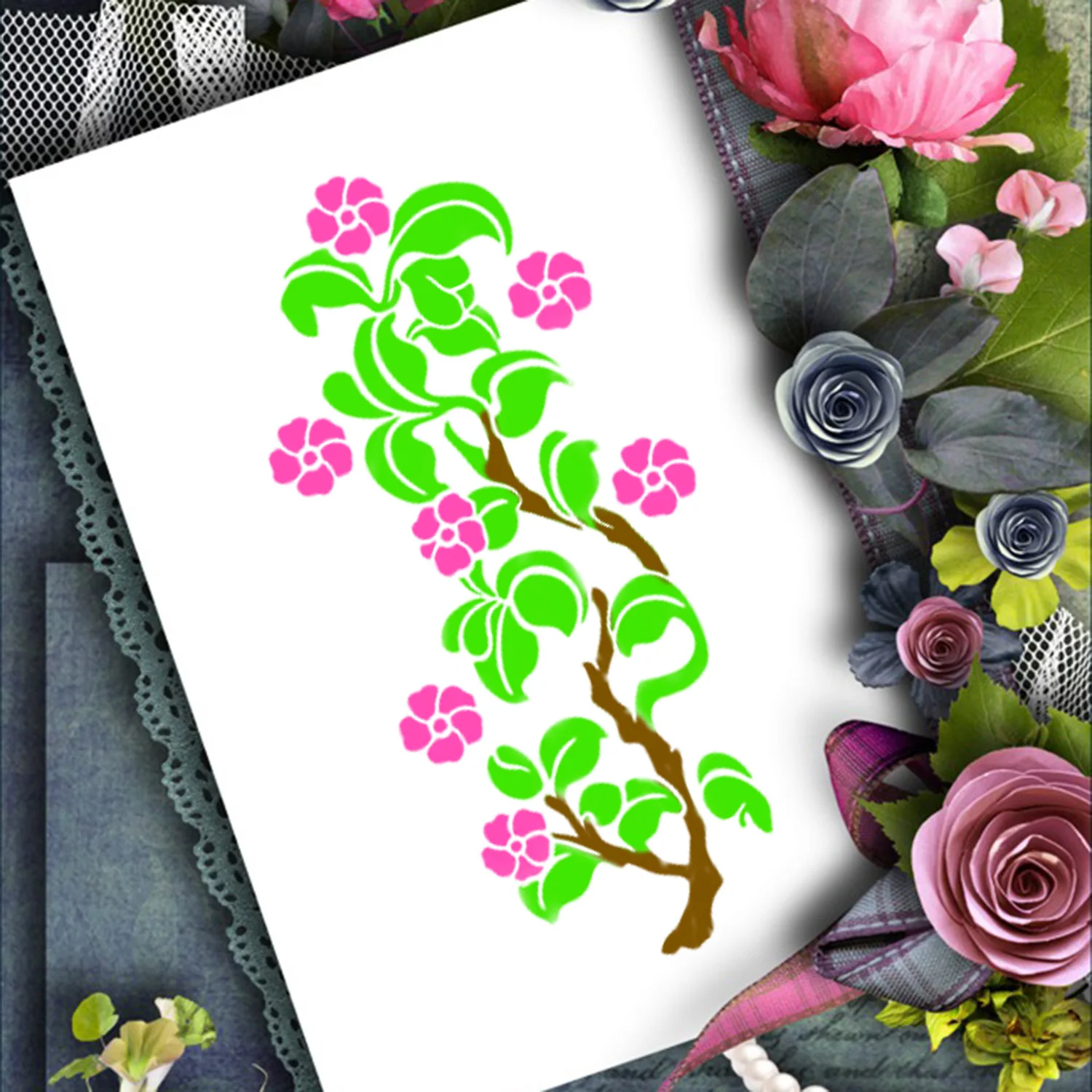 16PC Geometric Floral Stencil Set for DIY Art Crafts, Doodle Sketching Handmade Projects - Reusable Templates for Artists Adults