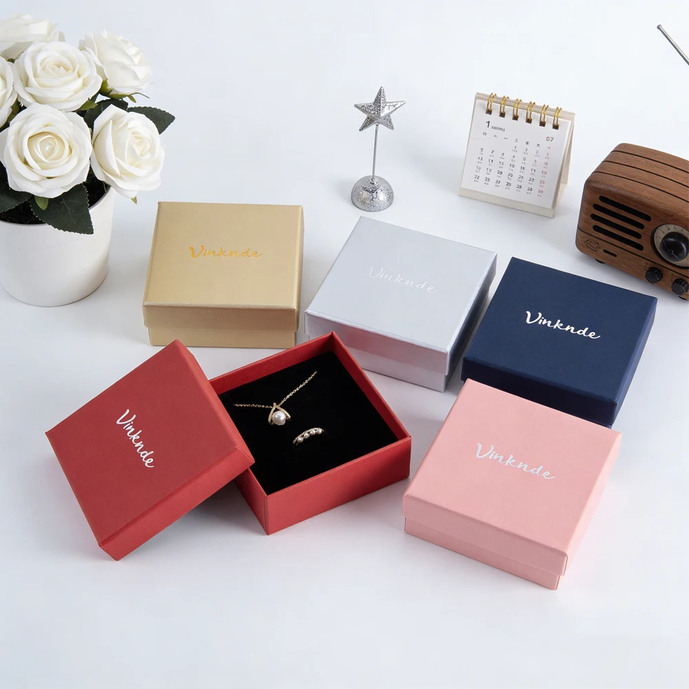 

100PC Hot Selling Custom Logo Jewelry Box Luxury Flip-Top Packaging Boxes with Sponge Perfect for Ring Earring Necklace Bracelet