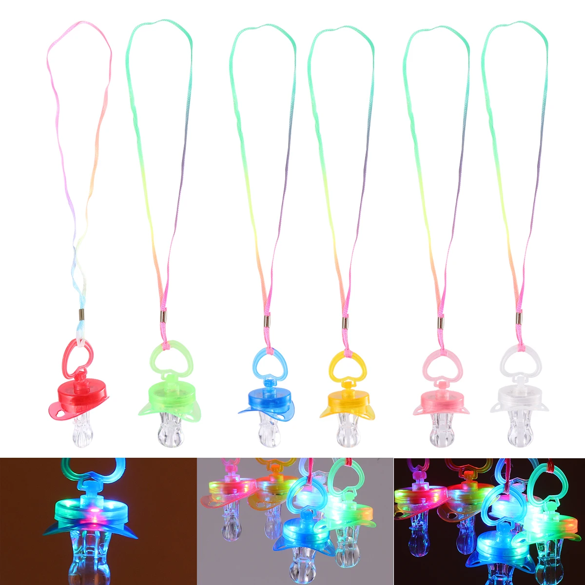 

6 Pcs Flash Pacifier Whistle Lightweight Whistles CREATIVE Halloween Nipple Plastic LED Party