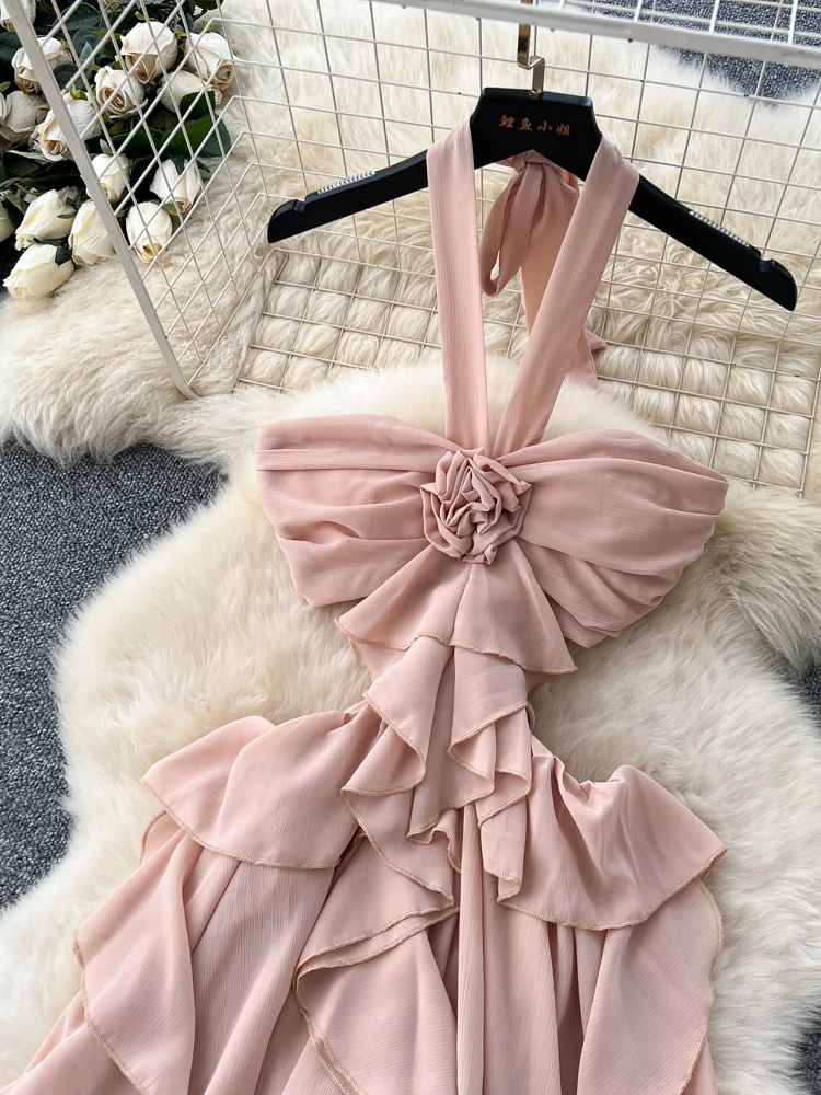 الرغبة النقية الجوف خارج ثلاثية الأبعاد زهرة Ne حزام معلق طويل الدكتور المرأة عطلة ارتداء عالية الخصر ألف خط تنورة Bal Dr