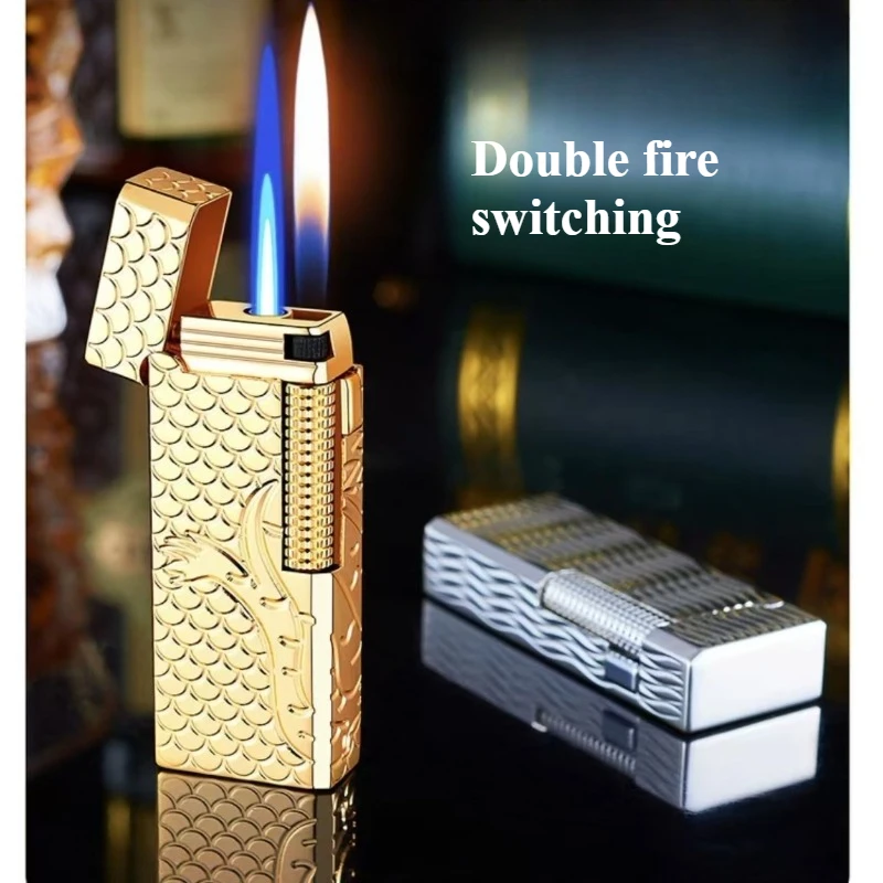 Pemantik Api Ganda Seri Resin Baru, Pengapian Geser Samping Versi Sempit Kelas Atas, Kotak Asli Pacar Kreatif