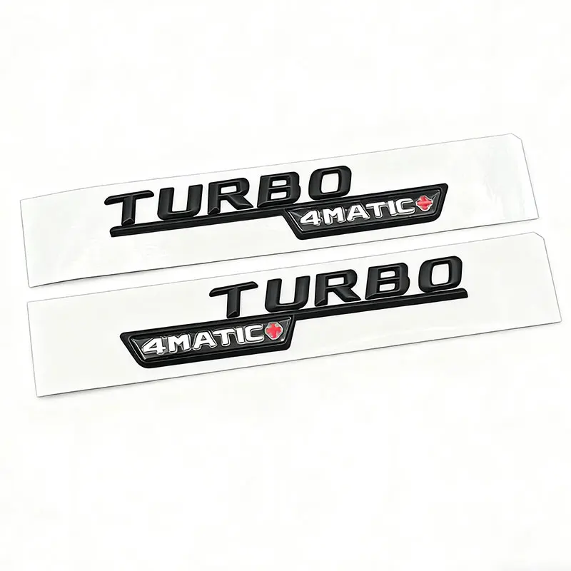 2 Stück ABS Logo TURBO 4MATIC Emblem Auto Kotflügel Seitenabzeichen für GLE53 GLA45 A45 A35 CLA35 CLA45 C117 W117 W176 W177 X156 – Detail 5