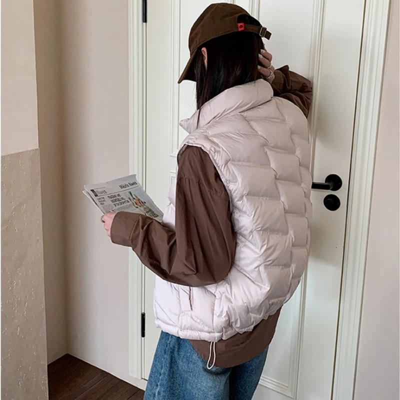 Leichte, dünne Daunen-Baumwollweste, Jacken, 2023, modisch, neue Herbst-Winter-Kurze Damen-ärmellose Weste, solide Weste, Tops