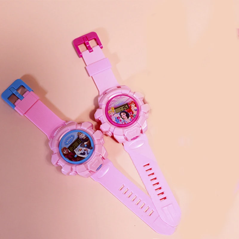 Disney Anime Mickey Mouse Projection Watch Kawaii Minnie Frozen Mobile Phone Model Cartoon Elsa Electronic Watch Toy Gift