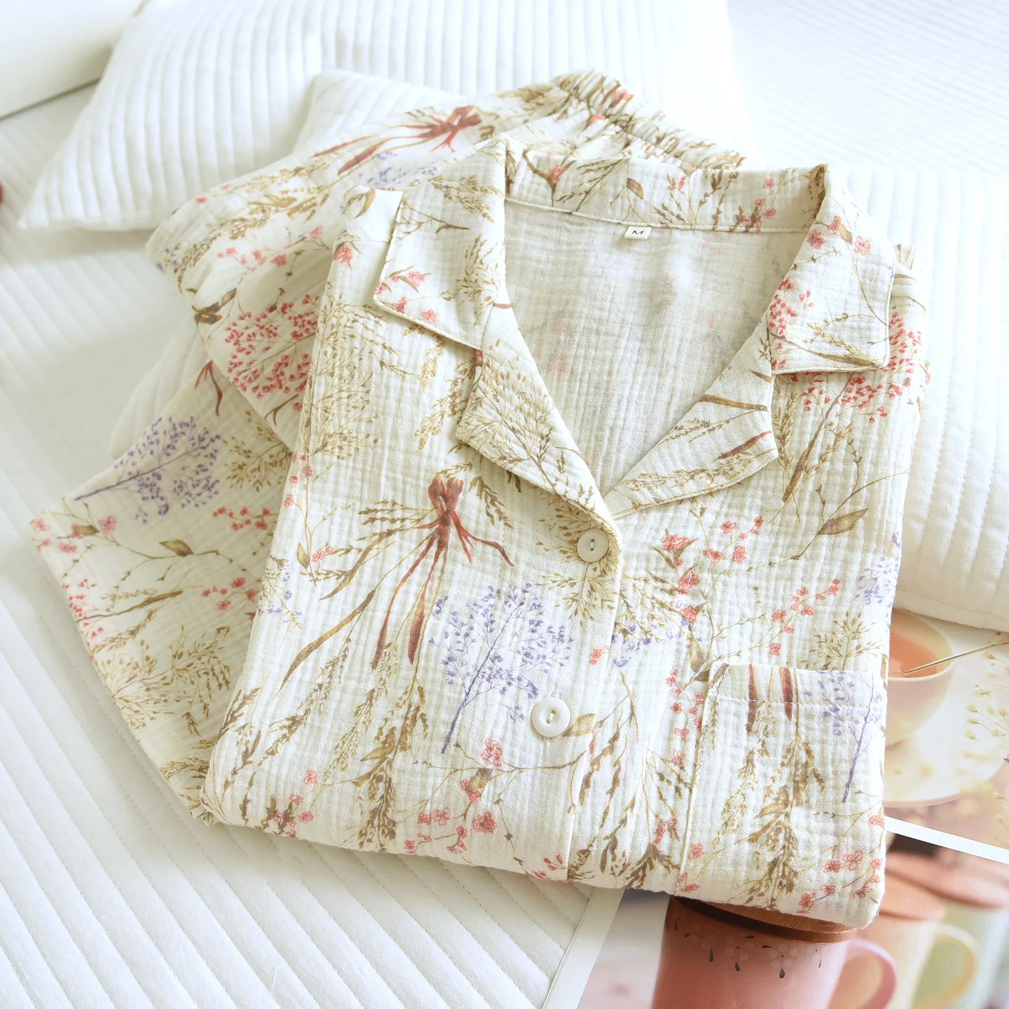 

Floral Sleepwear Women's Cotton Pijama Night Wear Female Autumn Long Sleeve Pajamas Home Wear Women Pyjama-Sets Nightwear