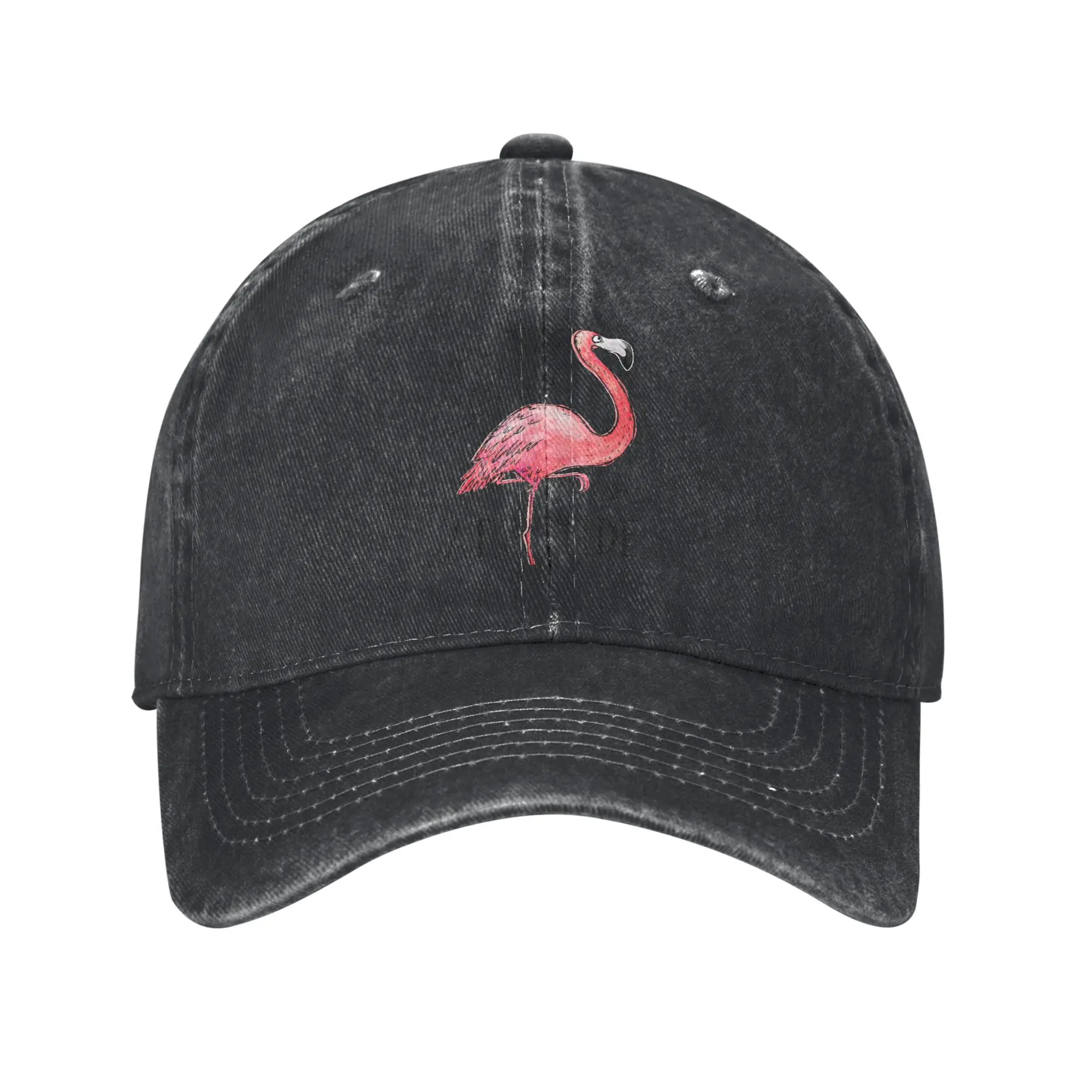 Vintage Flamingo Pink Bird Watercolor Baseball Cap Unisex Distressed Denim Snapback Cap Outdoor Adjustable Fit Hats Cap