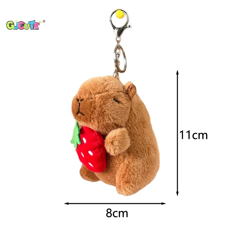 Simpatico cartone animato frutta capibara peluche portachiavi Kawaii animali di peluche ciondolo borsa creativa ornamenti appesi regali di compleanno