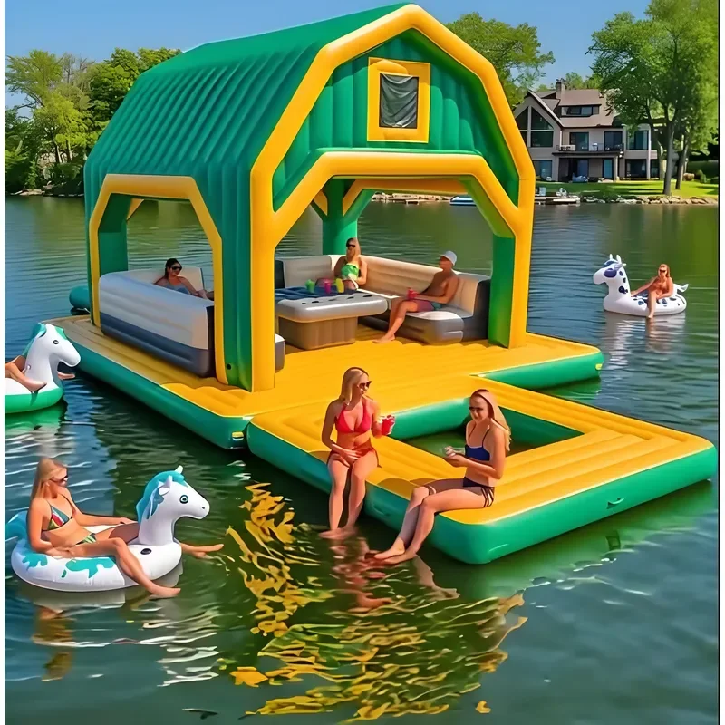 Floating Island Inflatable Platform Water Cabana for River Lake Ocean