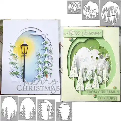 Flerskiktade jultema ram metall stansmönster julgran stansningar scrapbooking stencil mall presentkort gör-det-själv heminredning 10 best sales fantasifulla stämplar - №9